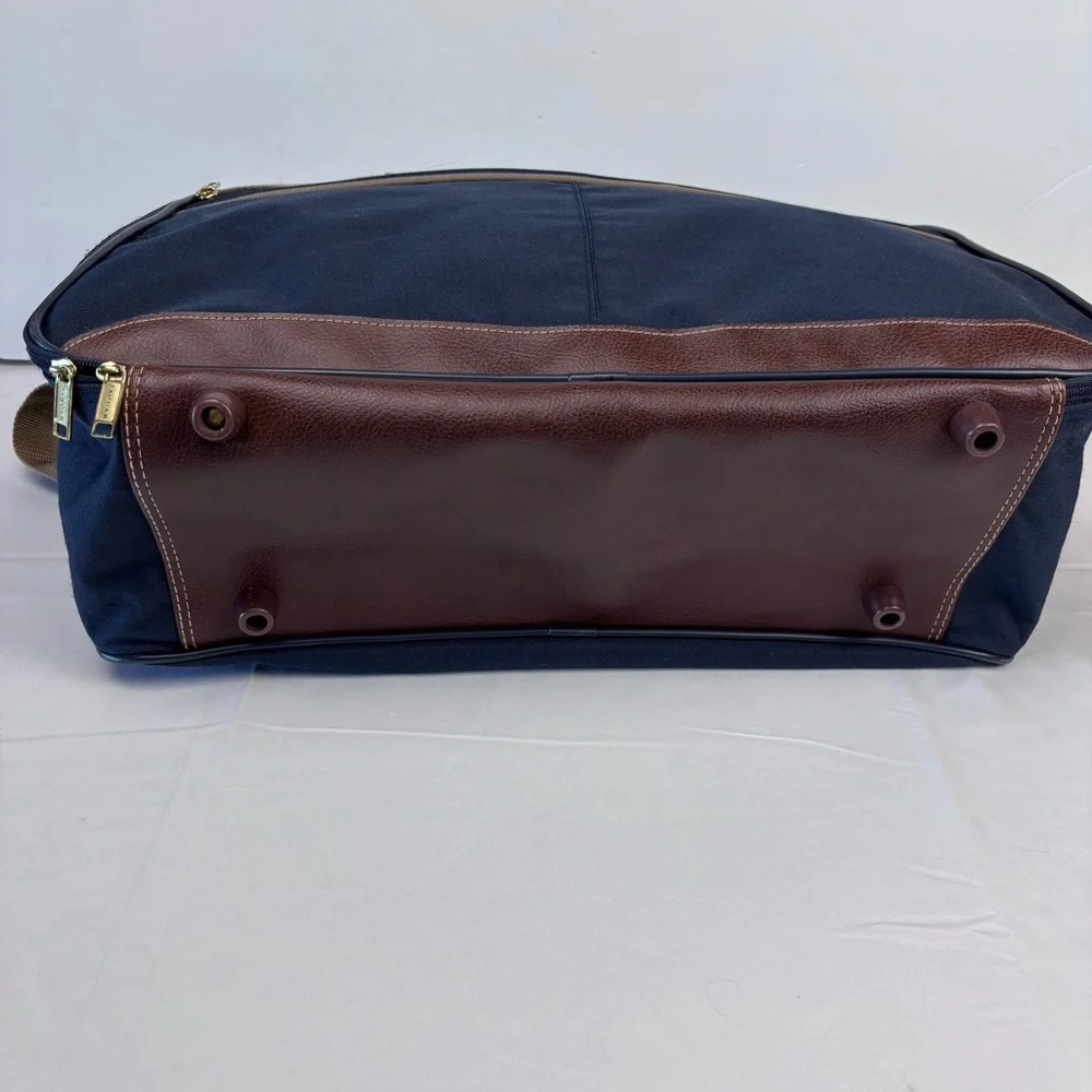 Jaguar Blue and Tan Carry On with Adjustable Strap and Structured Shape. Nice!
